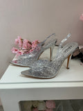 Silver Embellished High Heels