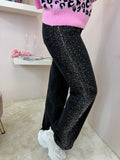 Black Diamanté Sides Embellished Wide Fit Jeans