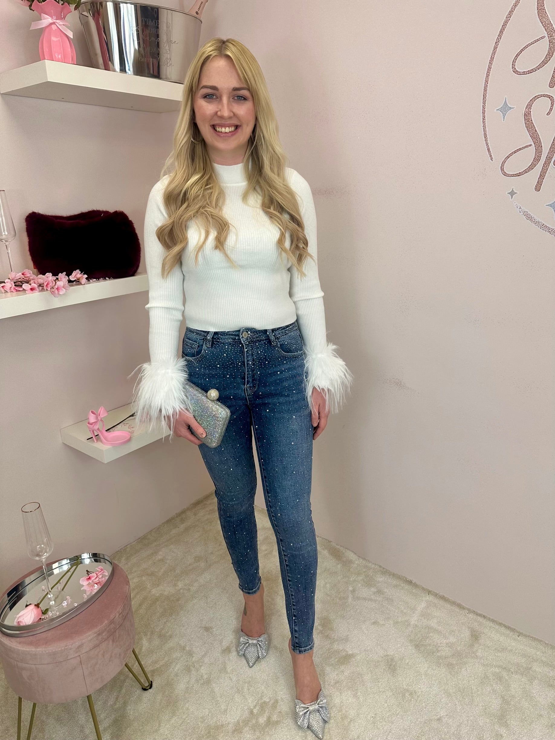 All Over Studded Skinny Jeans