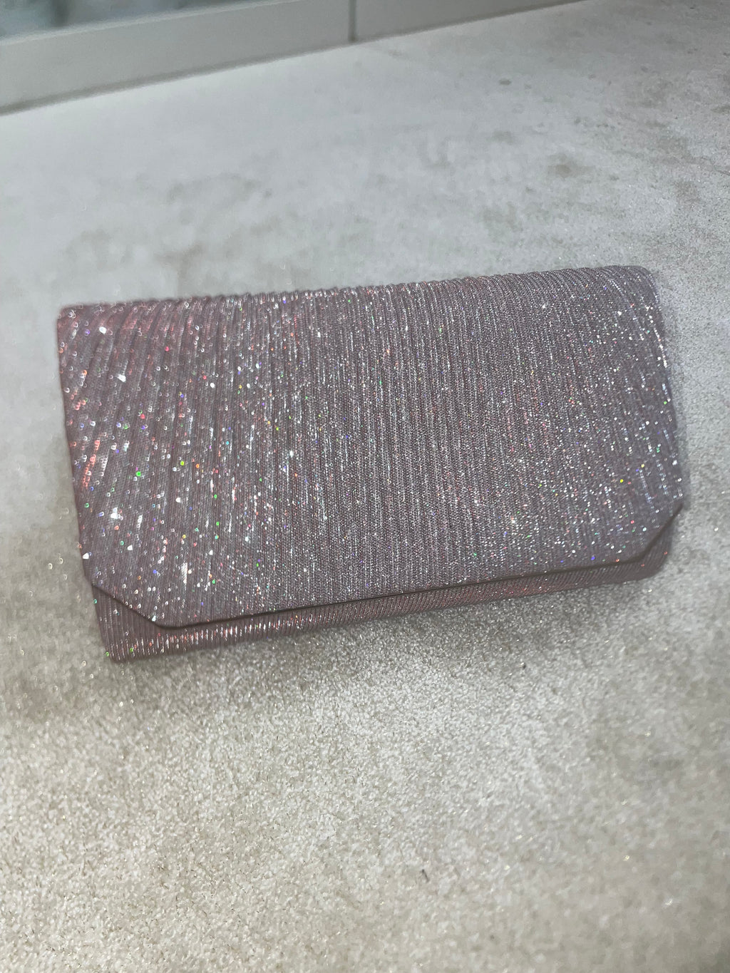 Pink Glitter Clutch Bag