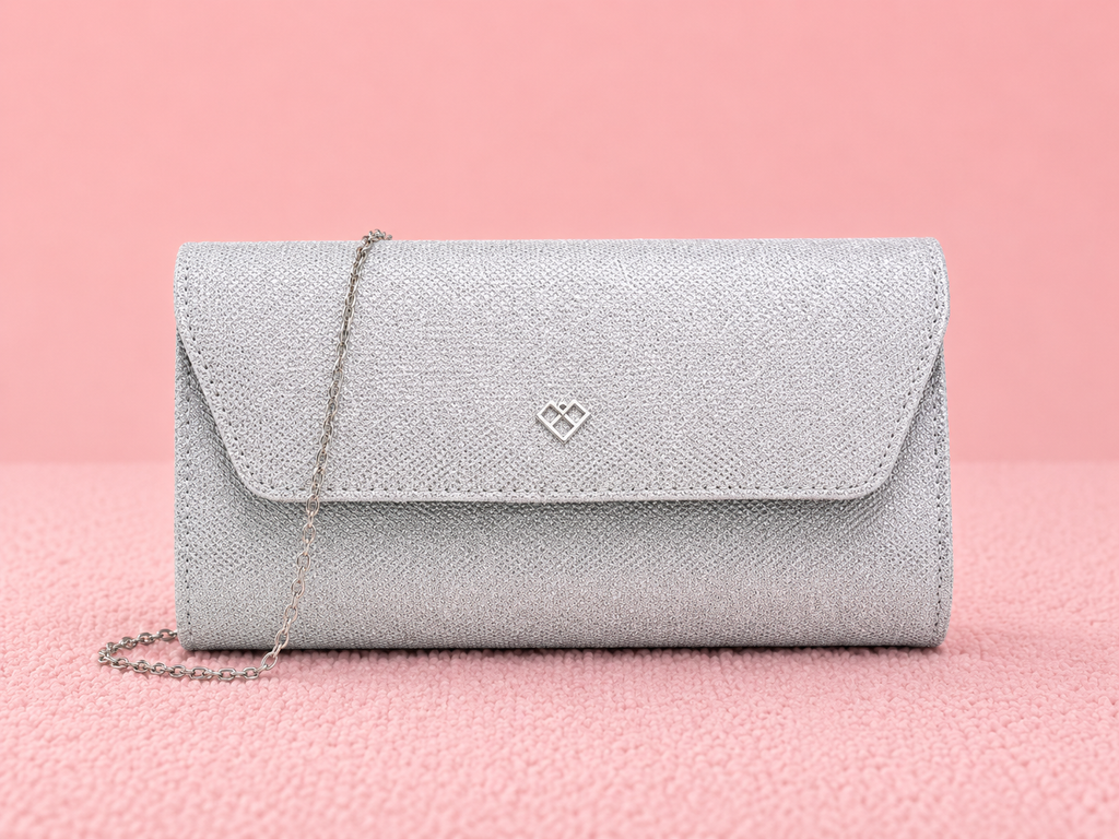 Snap button clasp glitter clutch bag