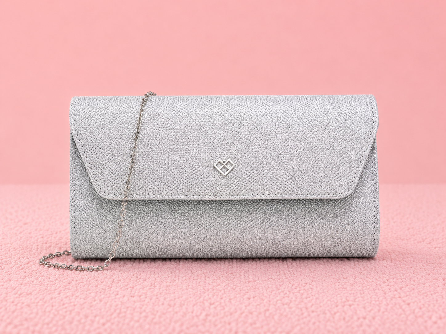 Snap button clasp glitter clutch bag