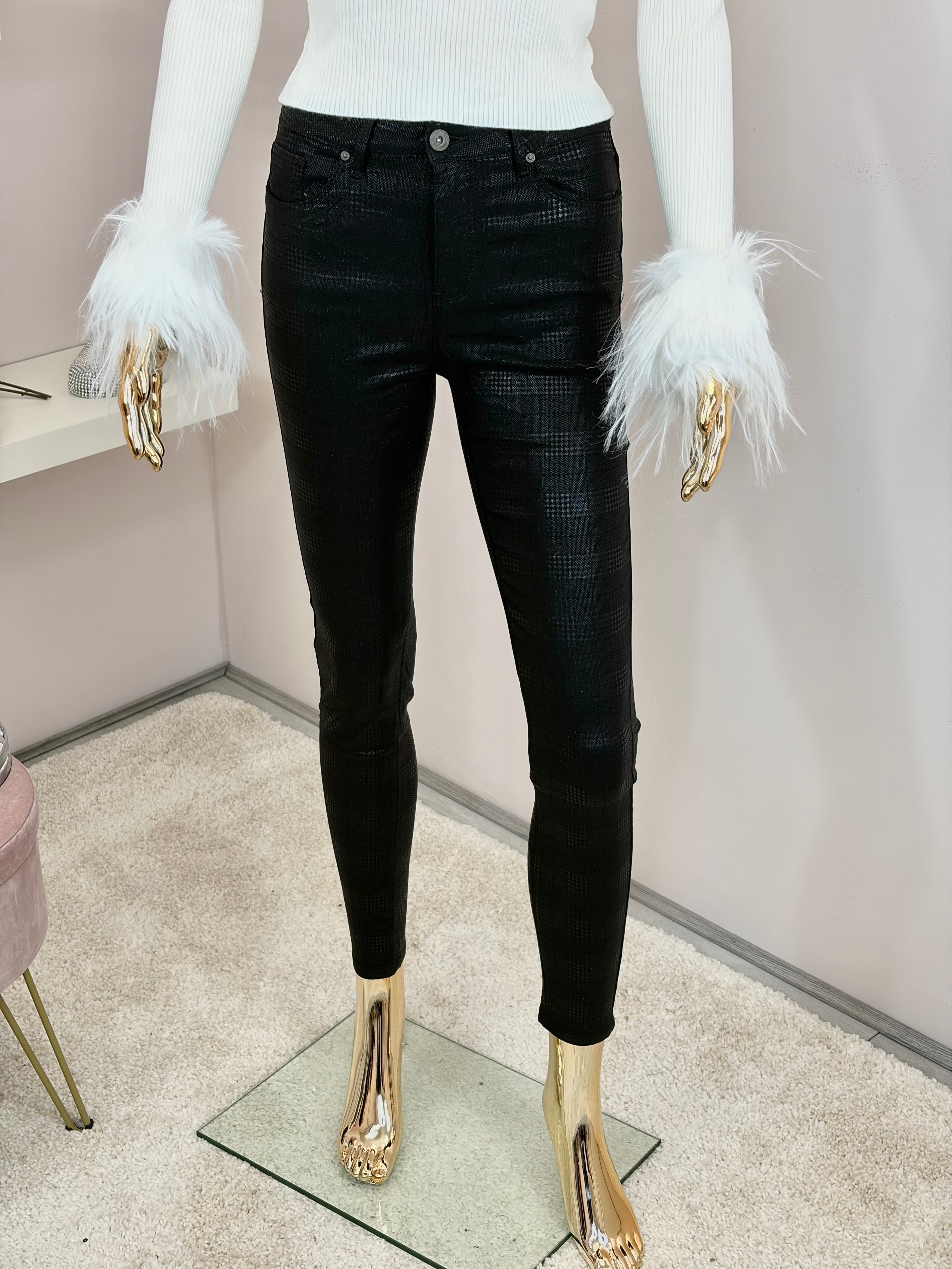 Shimmer Overlay Textured Jeans