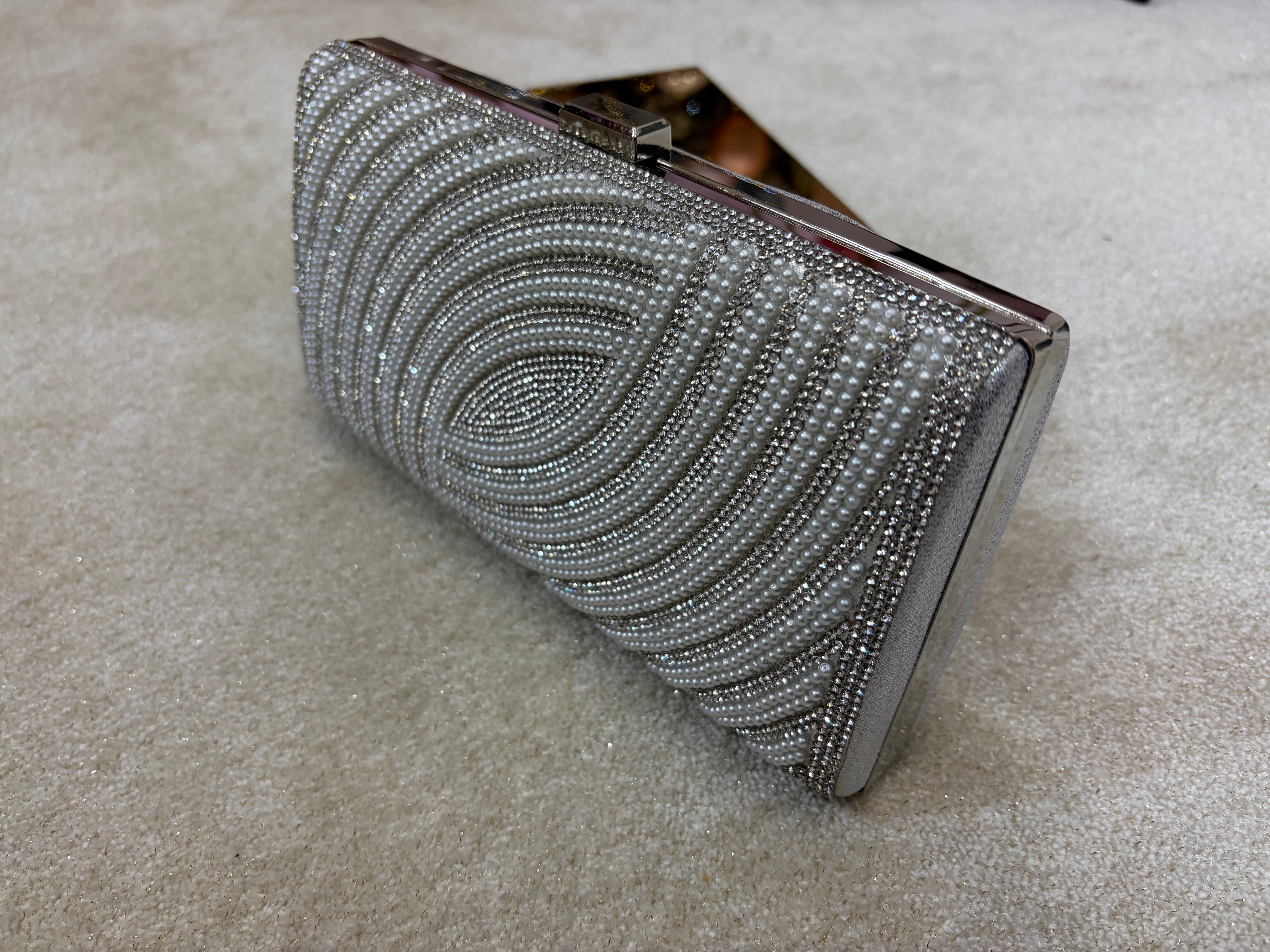 Single Side Diamante Bag With Pearls