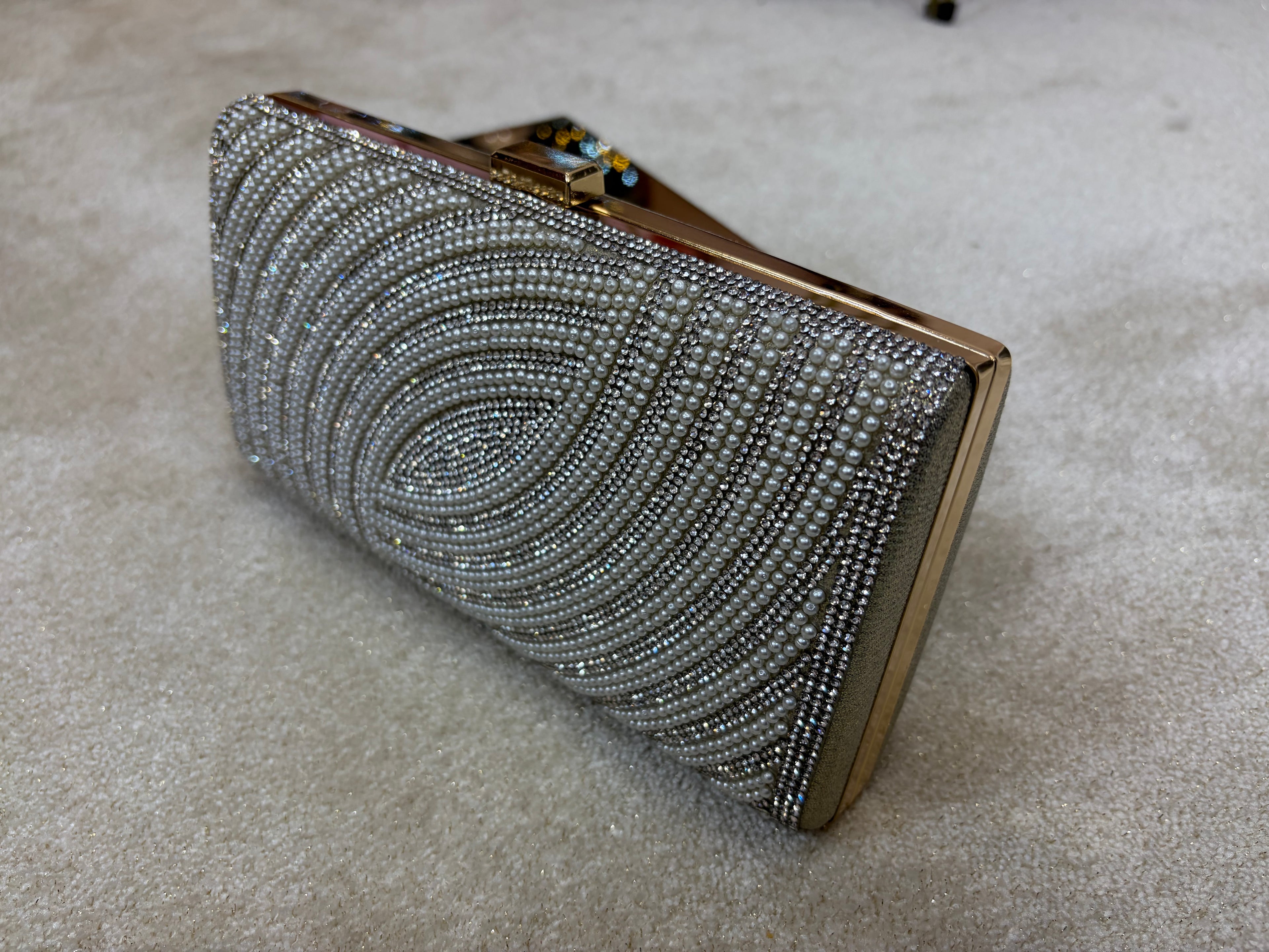 Single Side Diamante Bag With Pearls