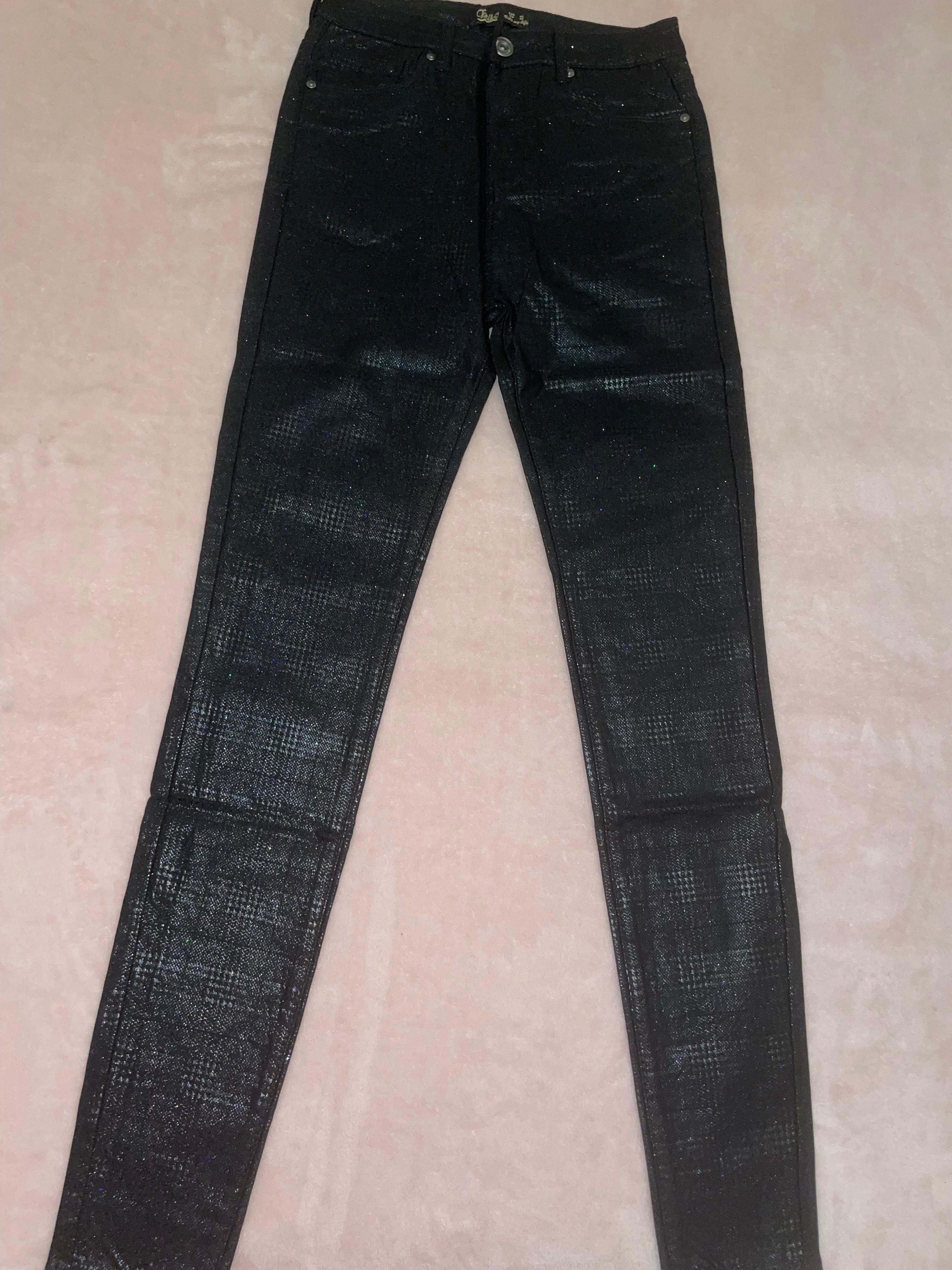 Shimmer Overlay Textured Jeans