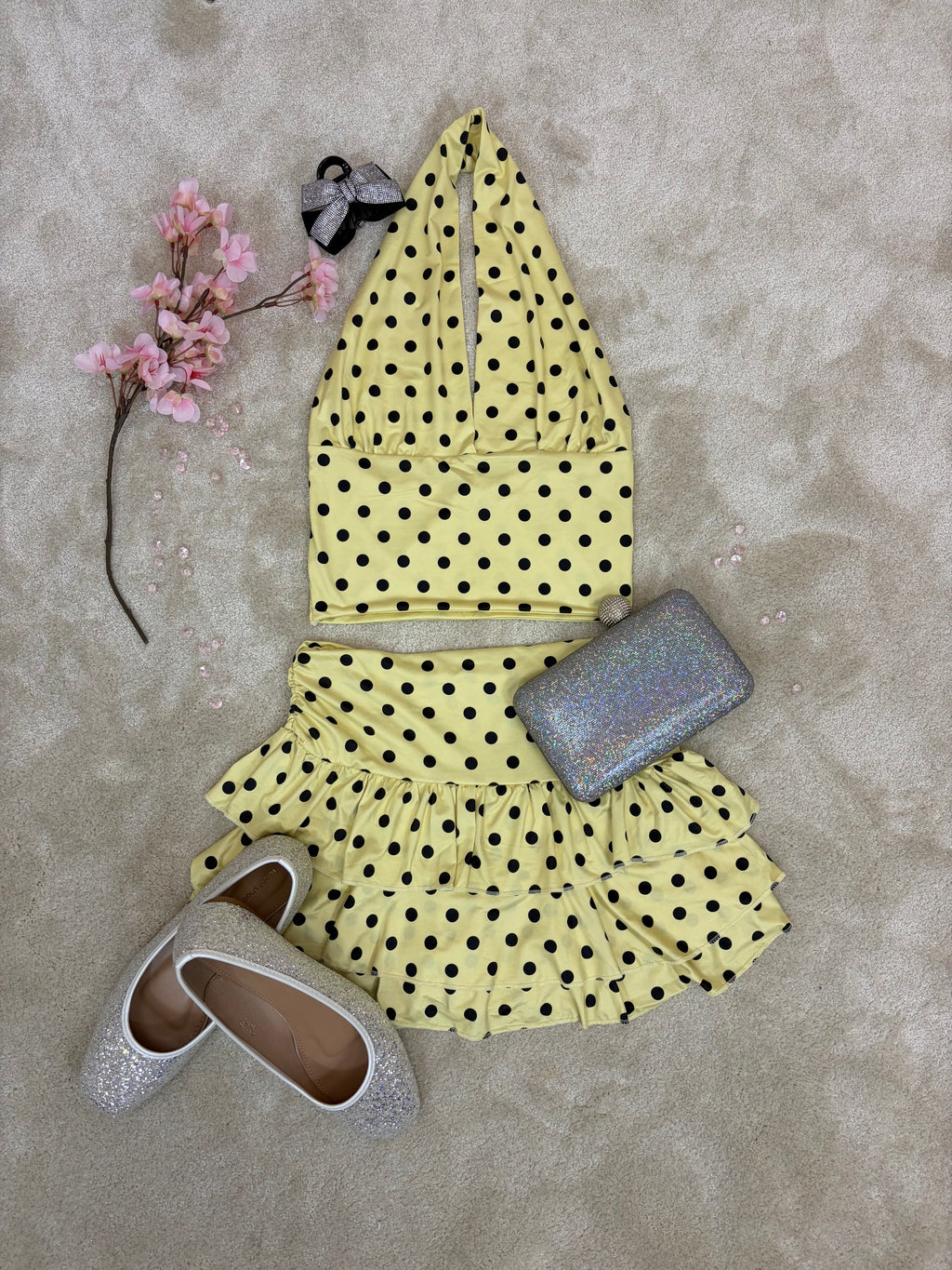 Polka Dot Crop Top & Frill Detail Skorts Co-ord