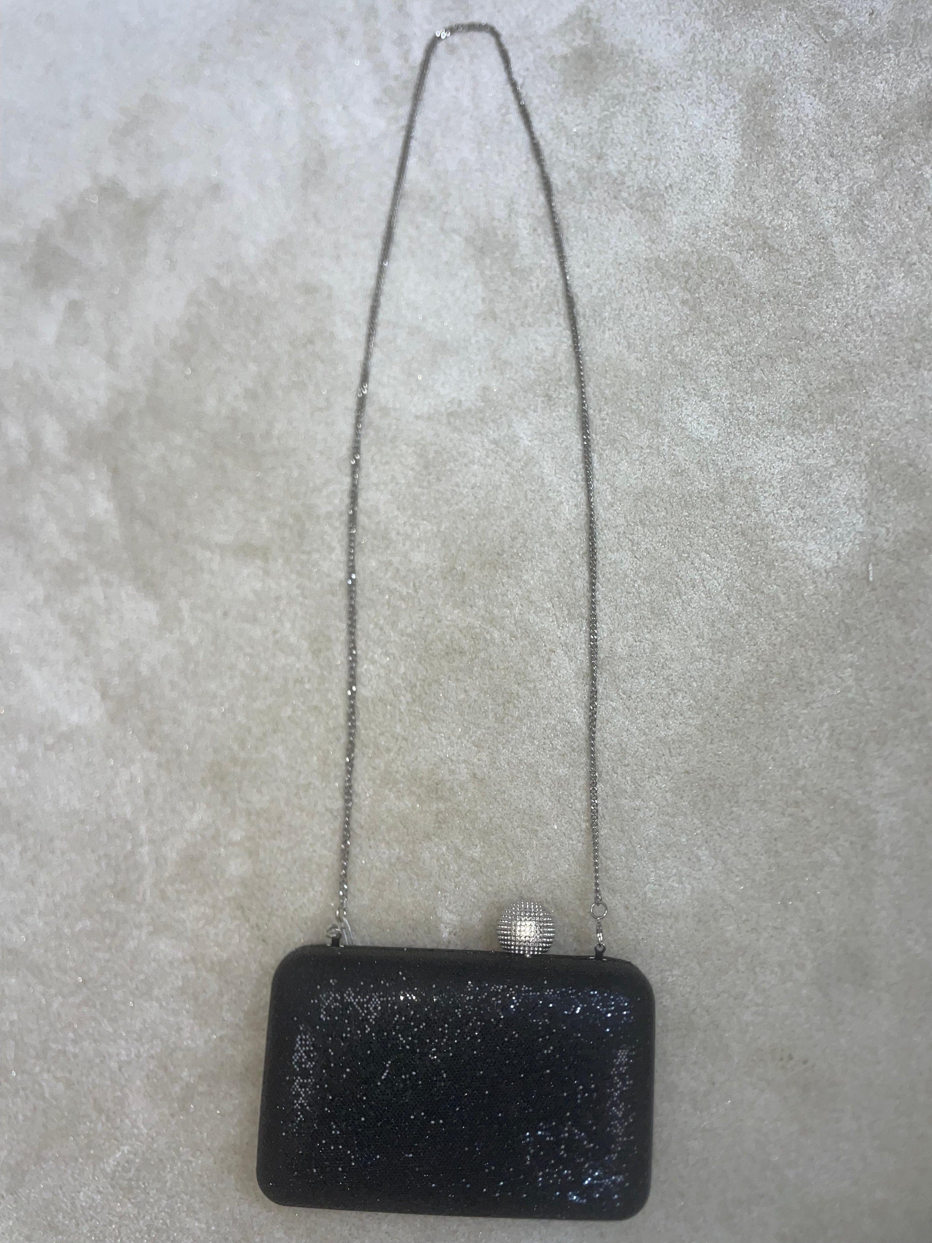 Metal Ball Clasp Glitter Clutch Bag