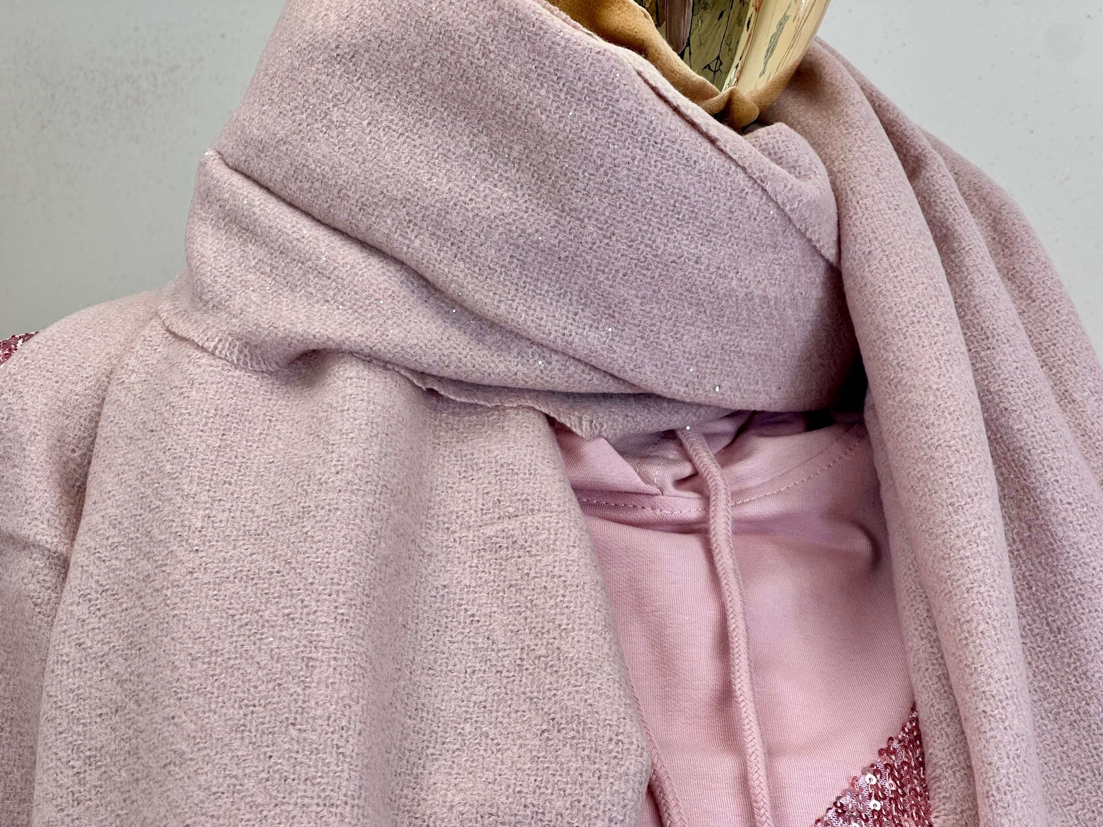 Pink sparkly tassel scarf