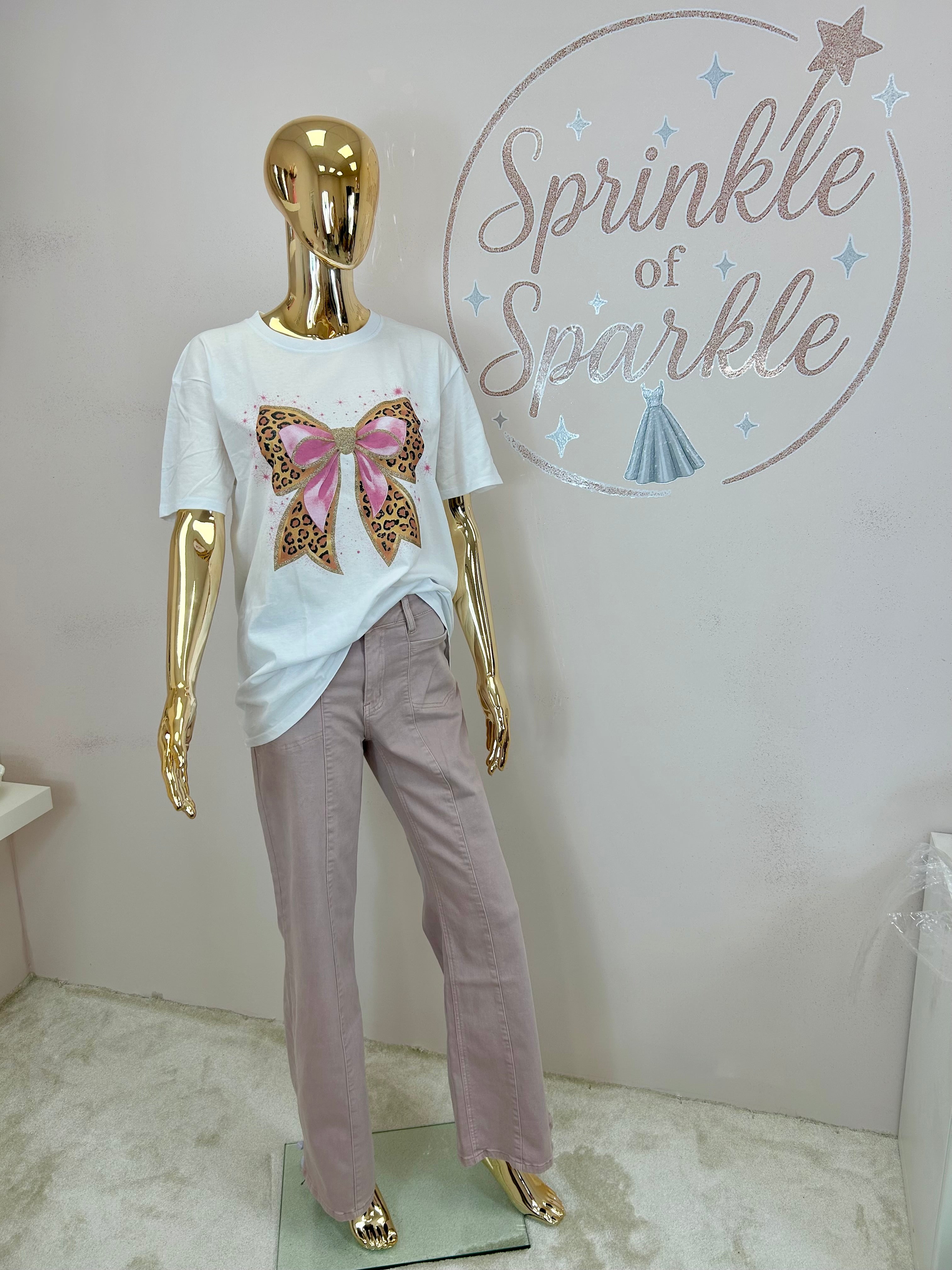 Pink and Gold Detailing with Sparkle Effect T-shirt