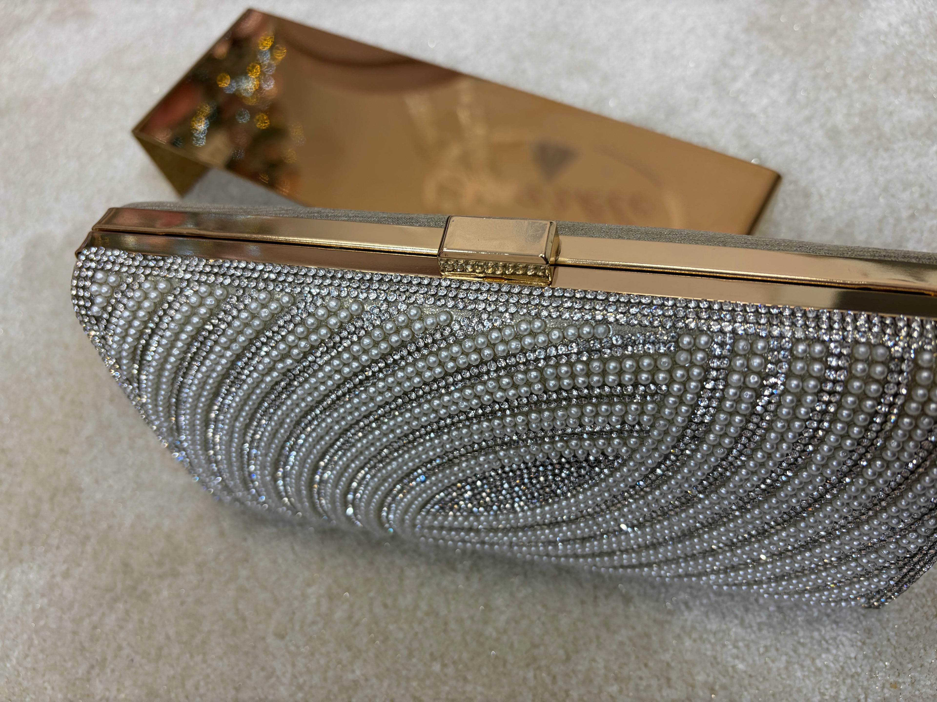 Single Side Diamante Bag With Pearls
