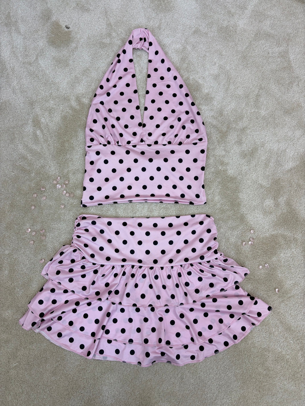 Polka Dot Crop Top & Frill Detail Skorts Co-ord