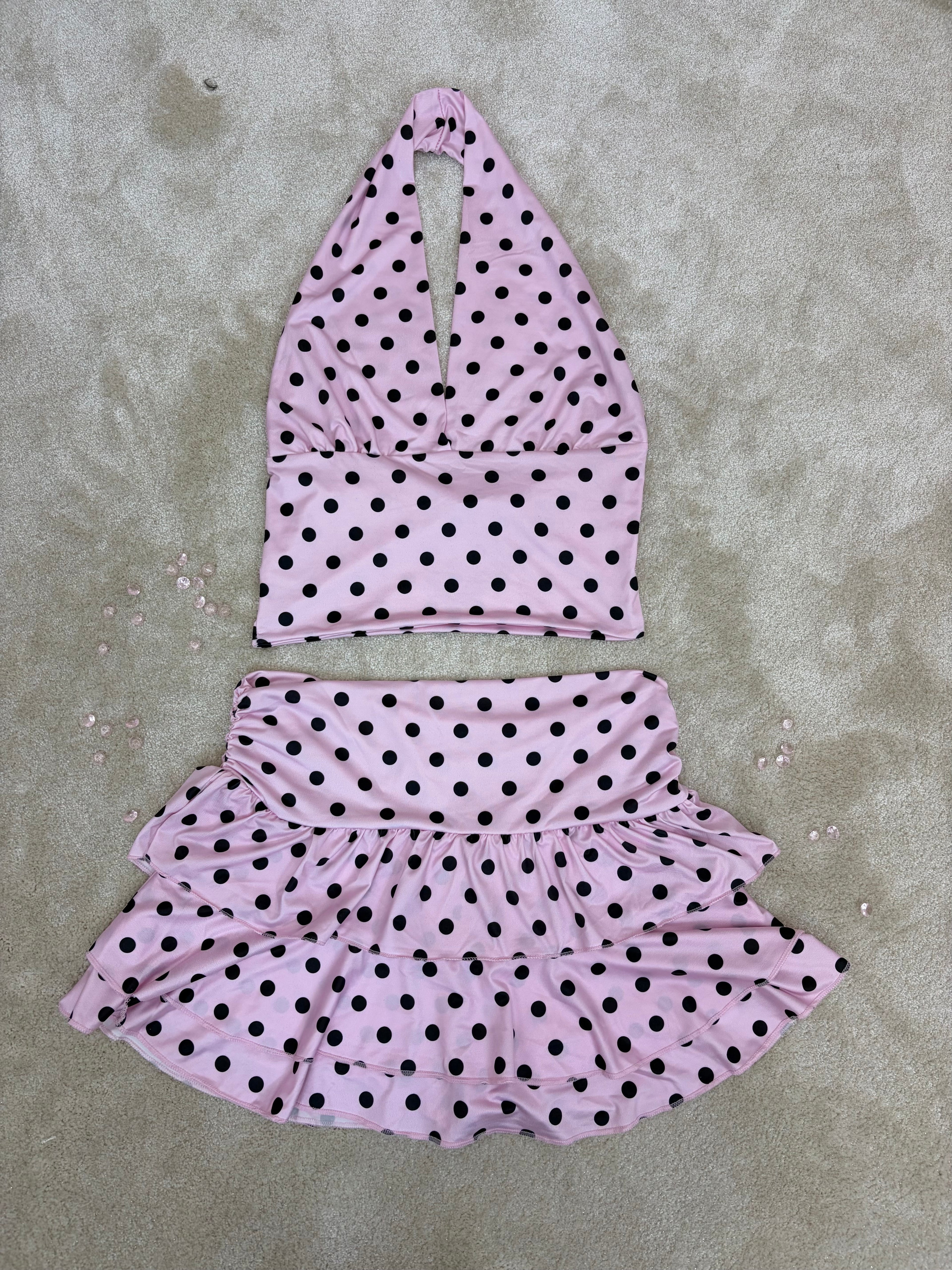 Polka Dot Crop Top & Frill Detail Skorts Co-ord
