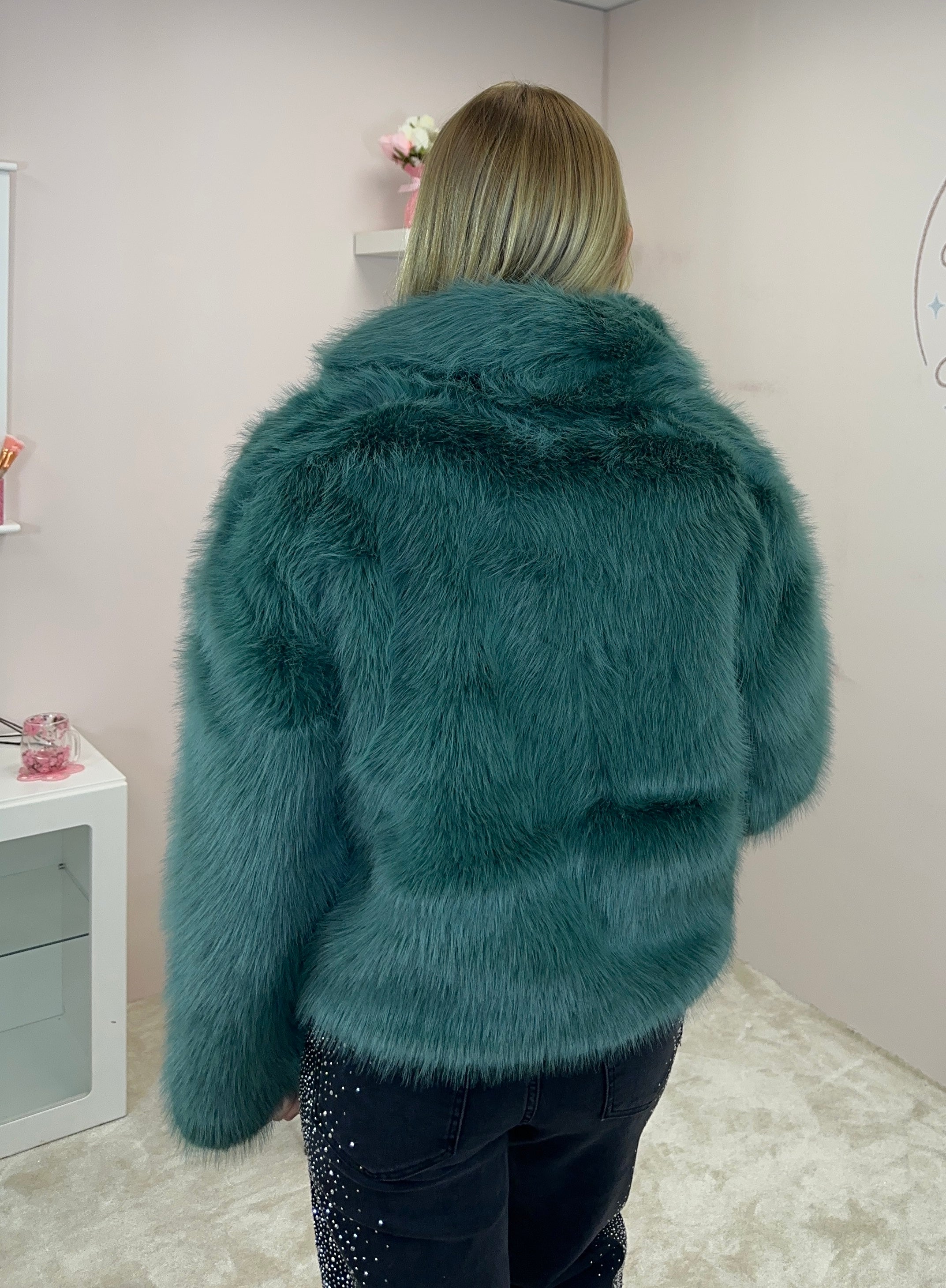 Teal Faux Fur Coat