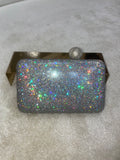 Metal Ball Clasp Glitter Clutch Bag