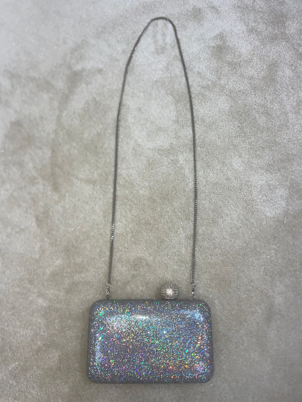 Metal Ball Clasp Glitter Clutch Bag