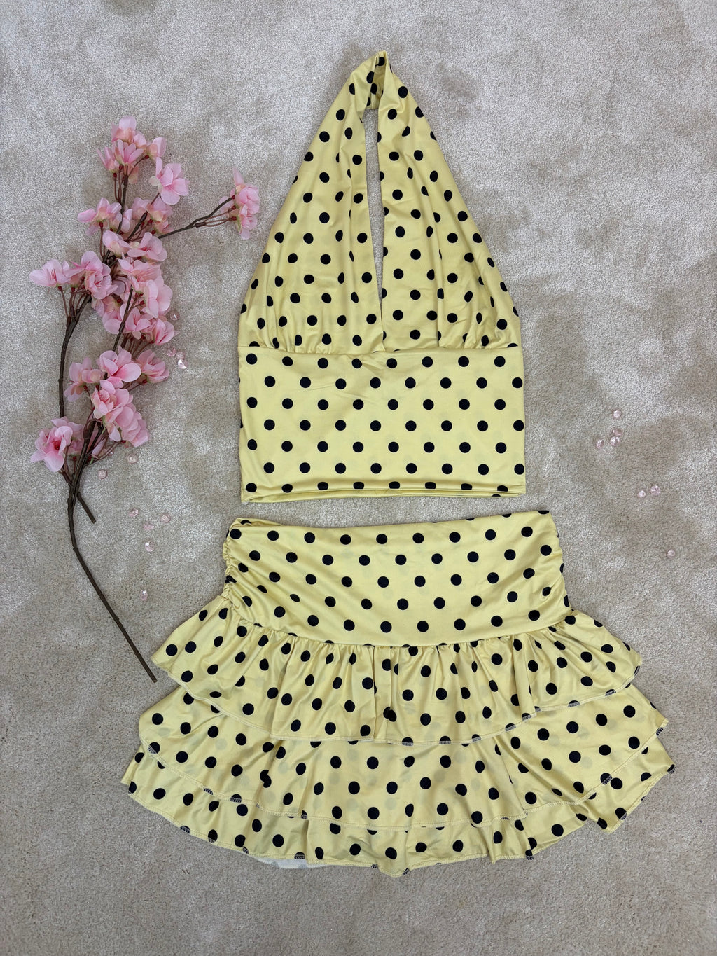 Polka Dot Crop Top & Frill Detail Skorts Co-ord